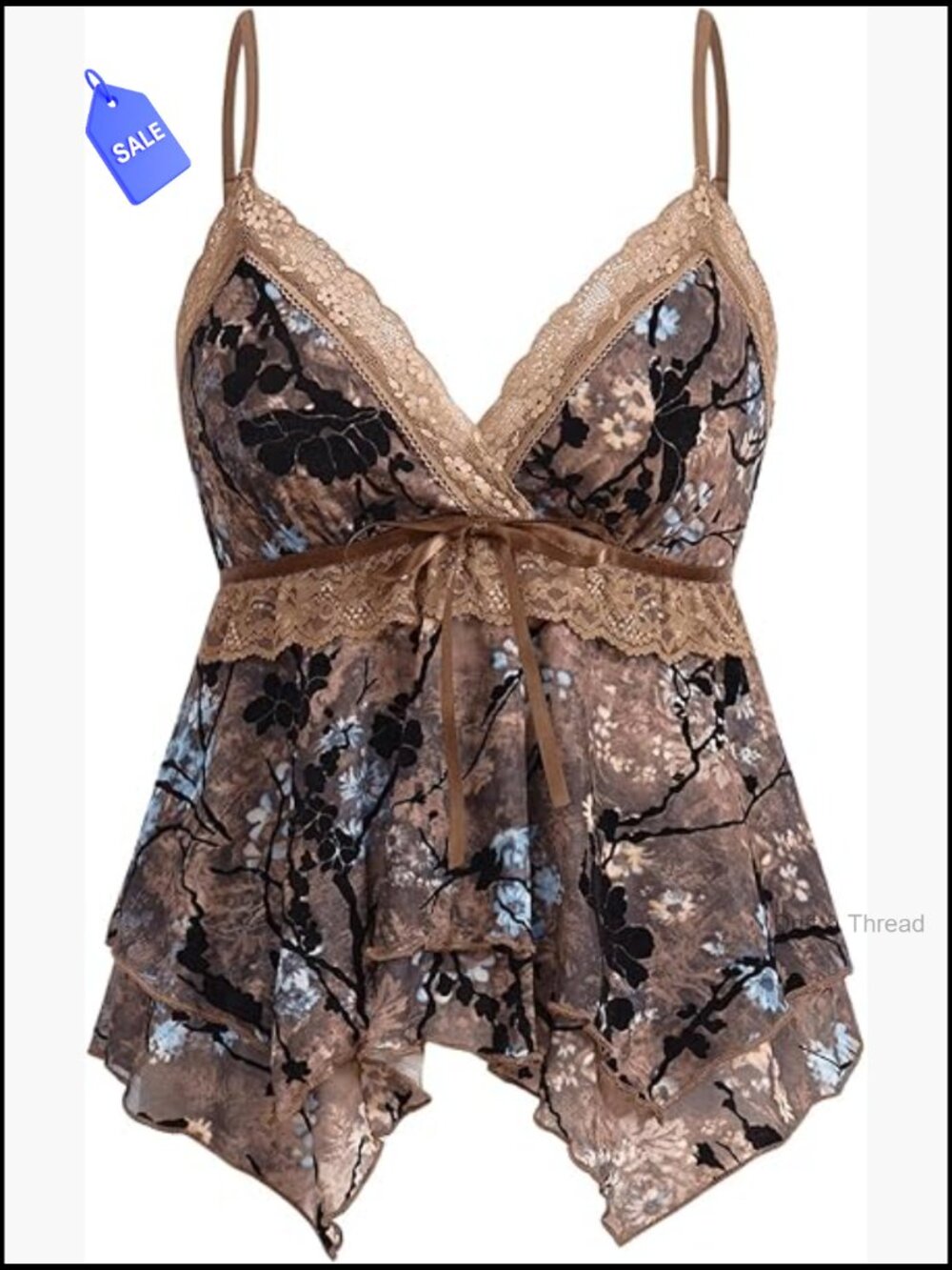 Y2K Babydoll Tank Top Floral Lace Mesh Going Out Top - Picture 1 of 5